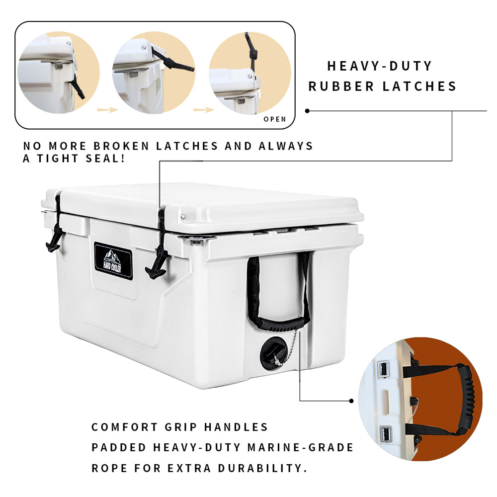 65QT Portable Insulated Cooler Box for Camping & Fishing