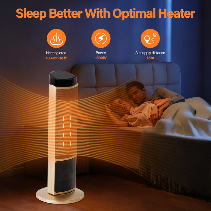 23 Inch Portable Indoor Space Heater with 7 Light Colors