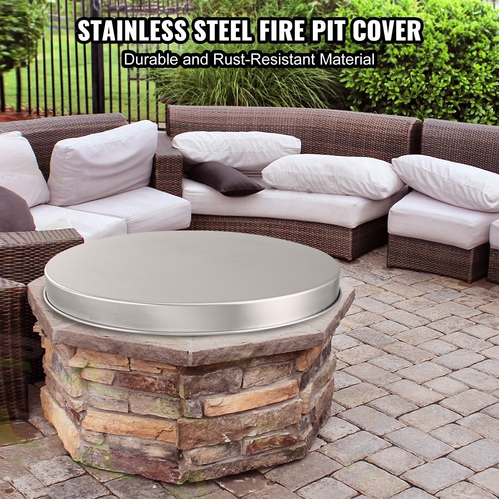 20" Stainless Steel Fire Pit Cover with Spark Screen