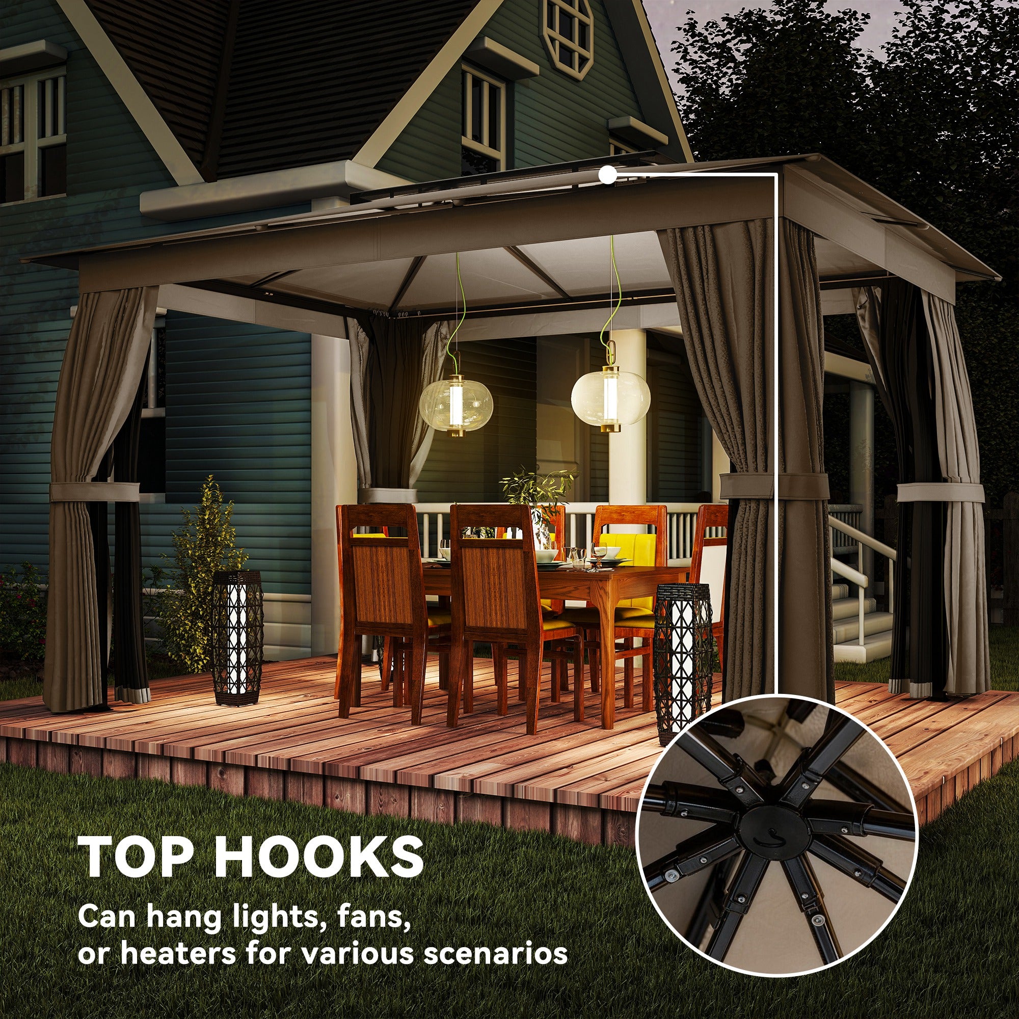 10x12 Soft Top Patio Gazebo with Curtains and Netting