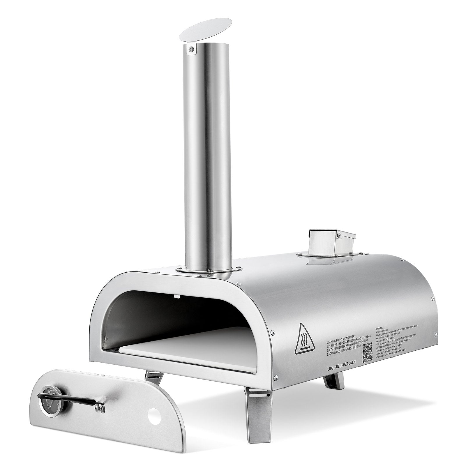 12' Portable Pellet & Gas Pizza Oven for Camping