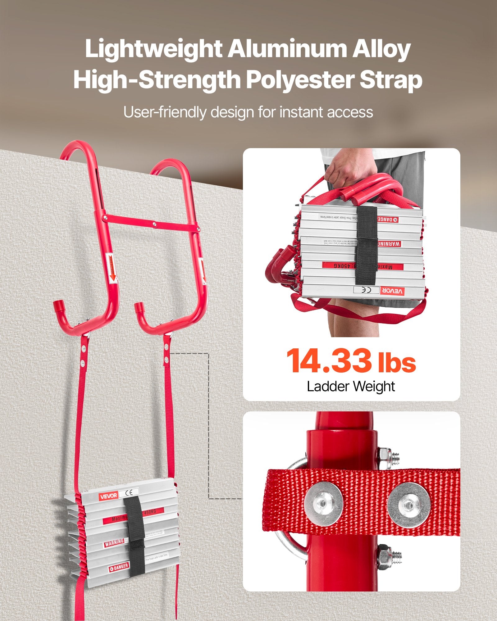 Retractable Fire Escape Ladder 25FT 3-Story