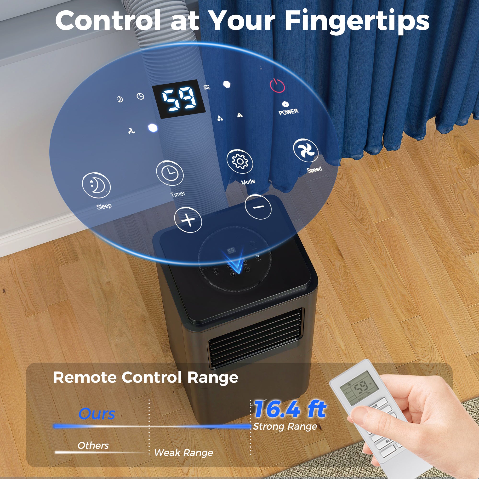 8000 BTU Mobile Air Conditioner with Dehumidifier & Timer