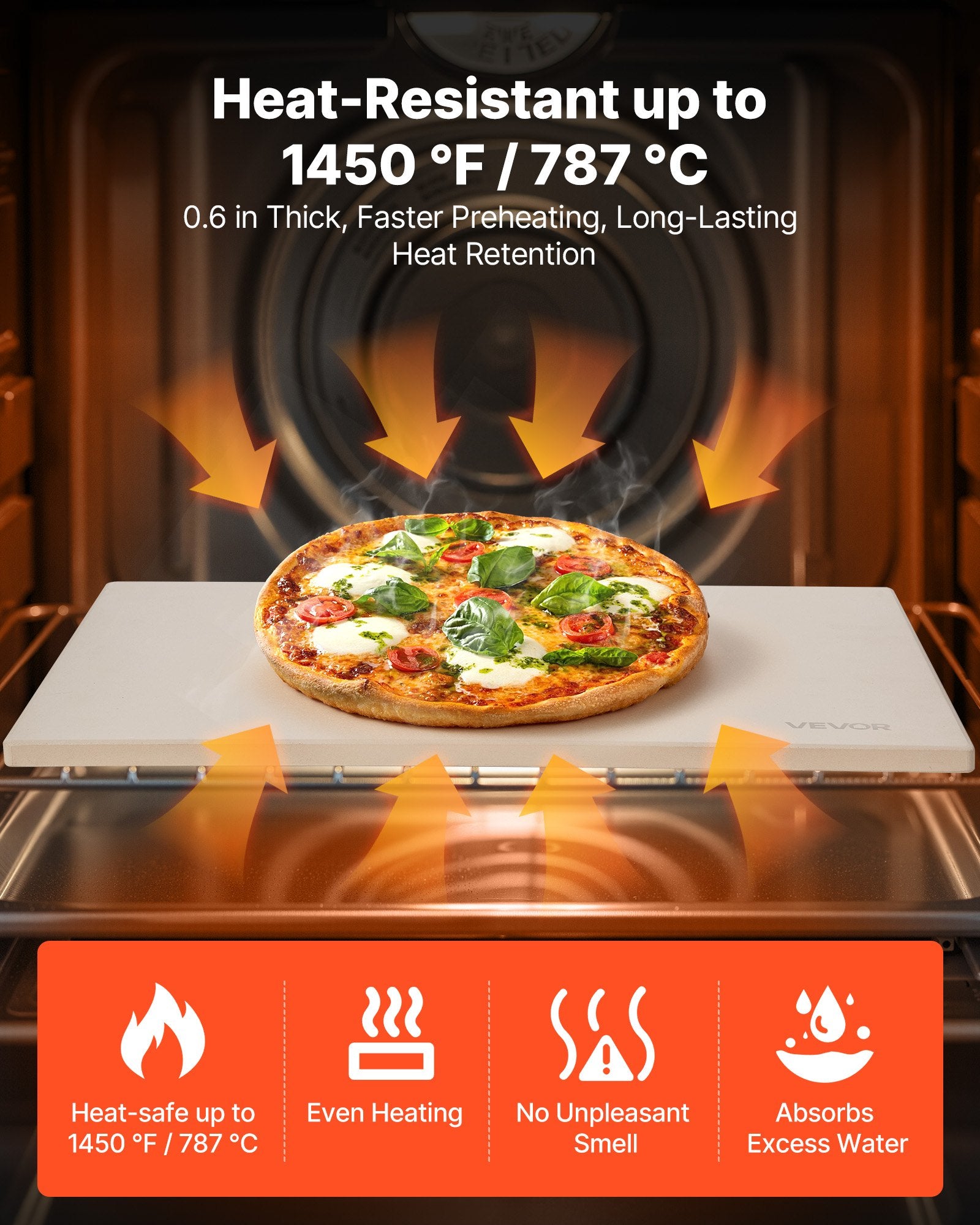 Rectangular Cordierite Pizza Stone 20x14x0.6 In