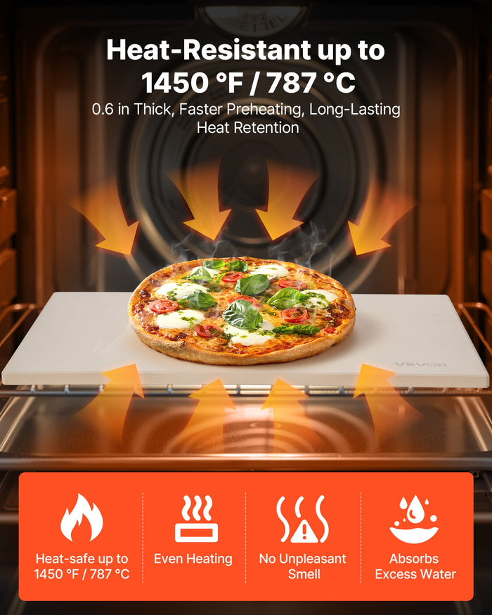 Rectangular Cordierite Pizza Stone 20x14x0.6 In