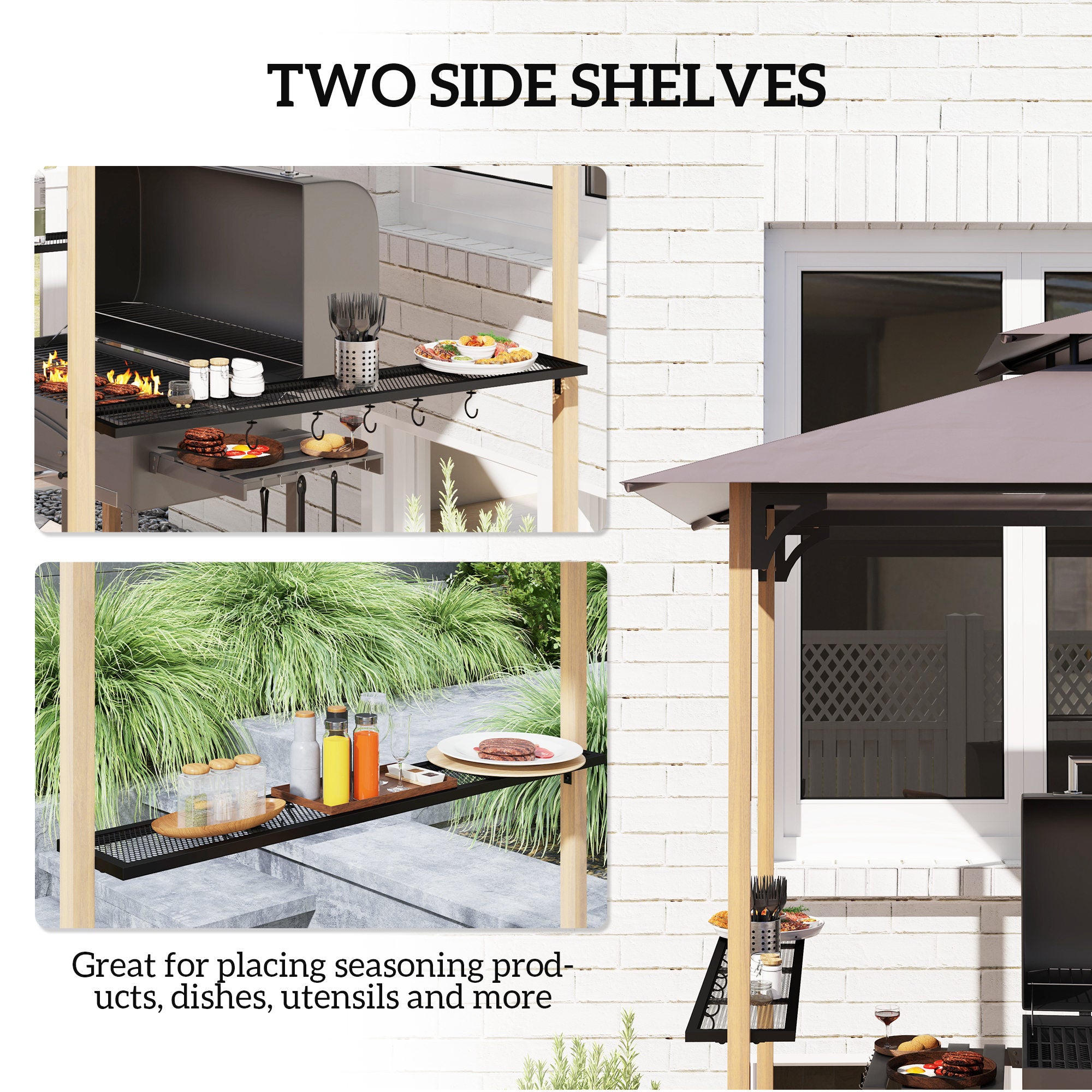 8' X 5' Double Tiered Grill Gazebo With Side Shelves