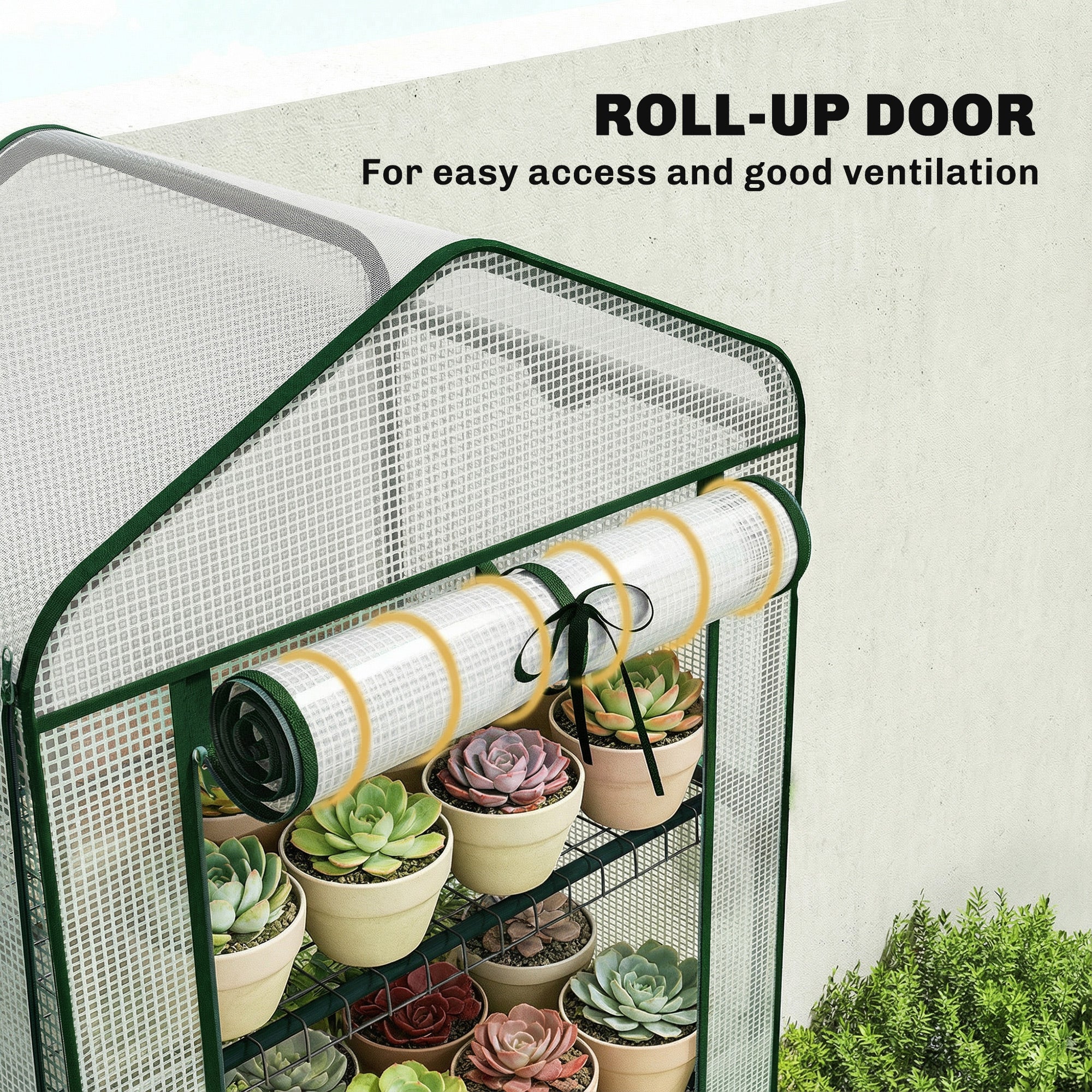 5-Tier Portable Greenhouse with PE Cover, White
