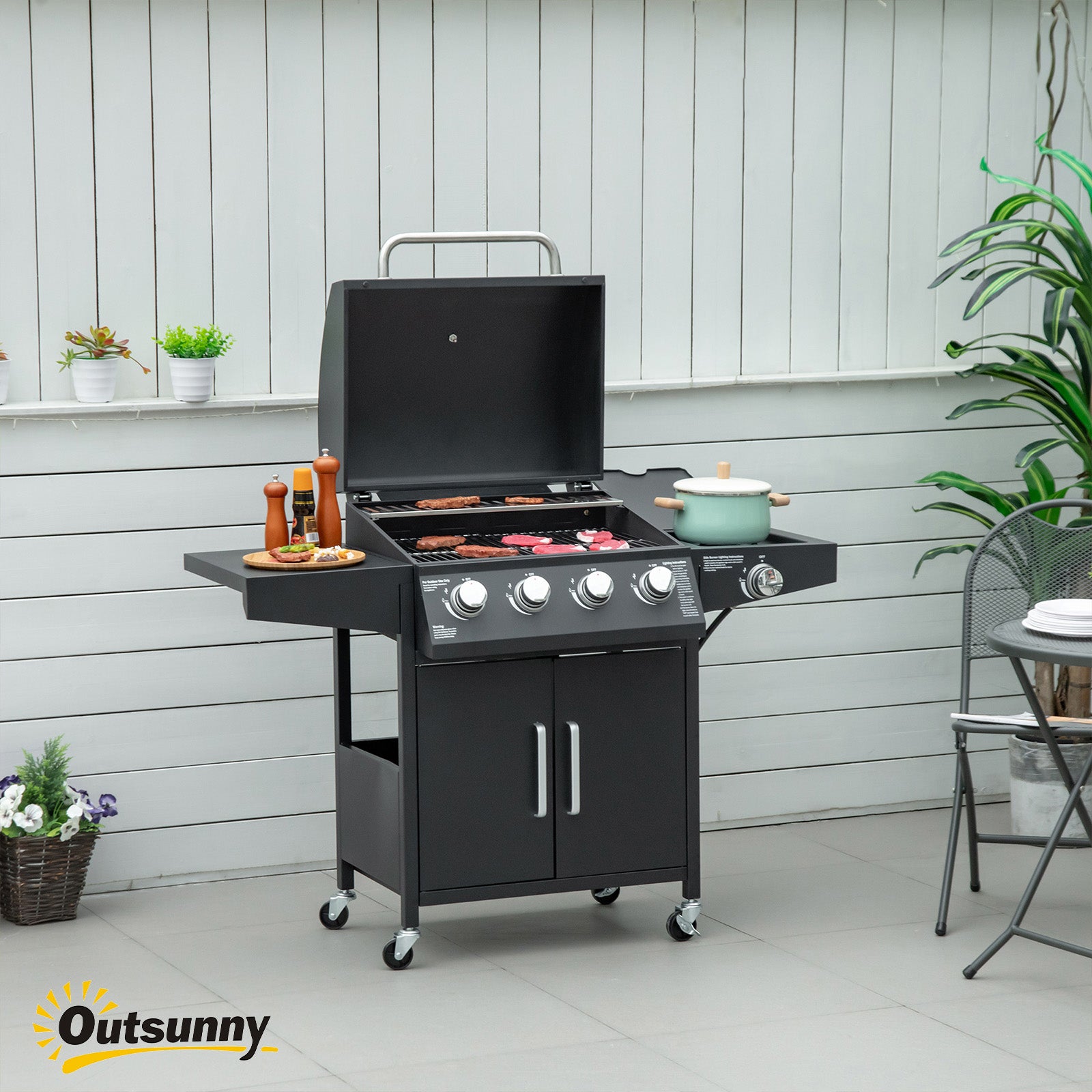 52" Liquid Propane Gas Grill with 4+1 Burner and Side Burner