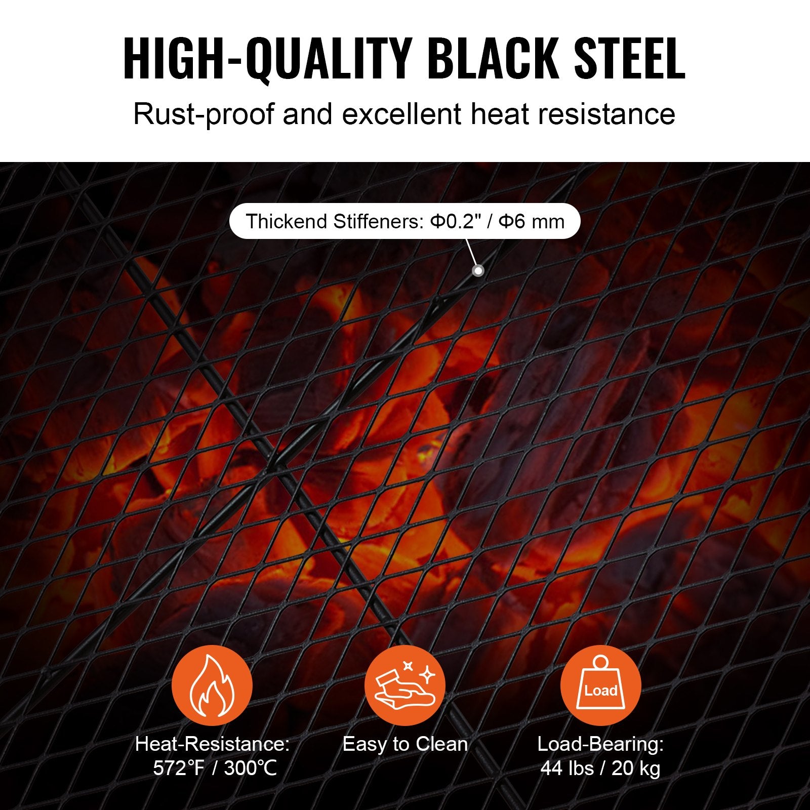 30 Inch Round Steel Fire Pit Grill Grate with Handle