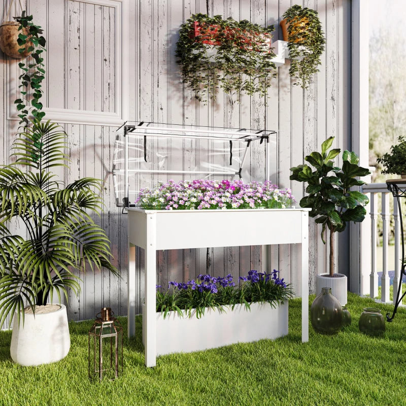 Elevated Garden Box With Greenhouse Cover & Drainage