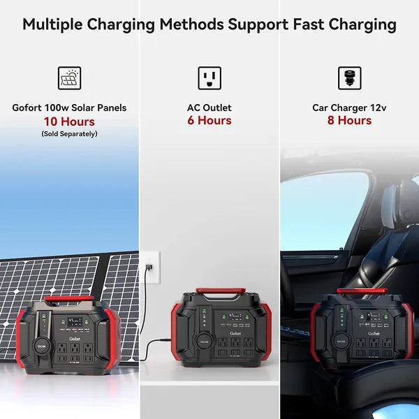 540Wh Portable Power Station 500W with Solar Generator