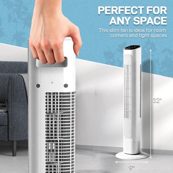 36 Inch Tower Fan with Remote Control, 3 Speeds