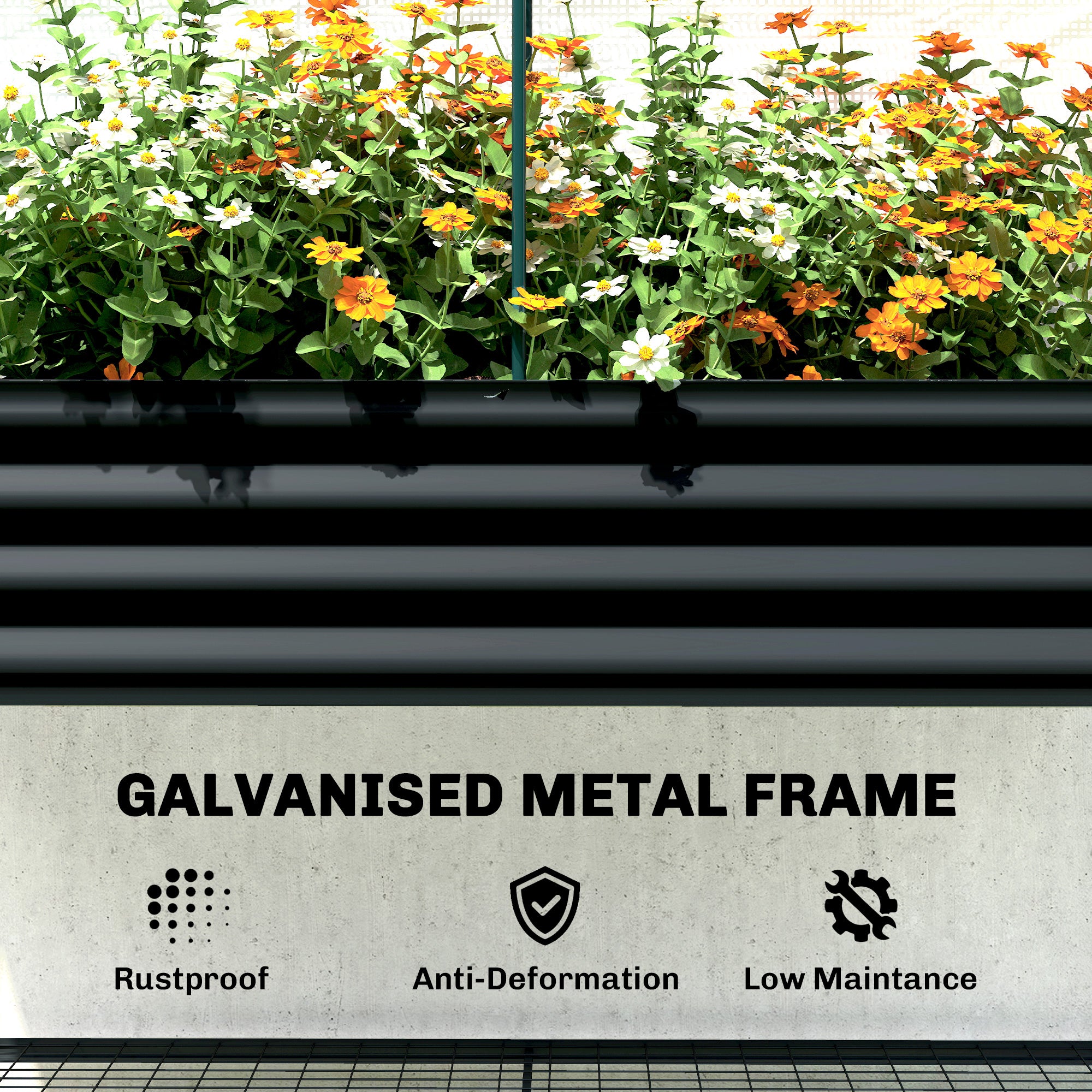 Galvanized Metal Raised Garden Bed with Greenhouse Cover