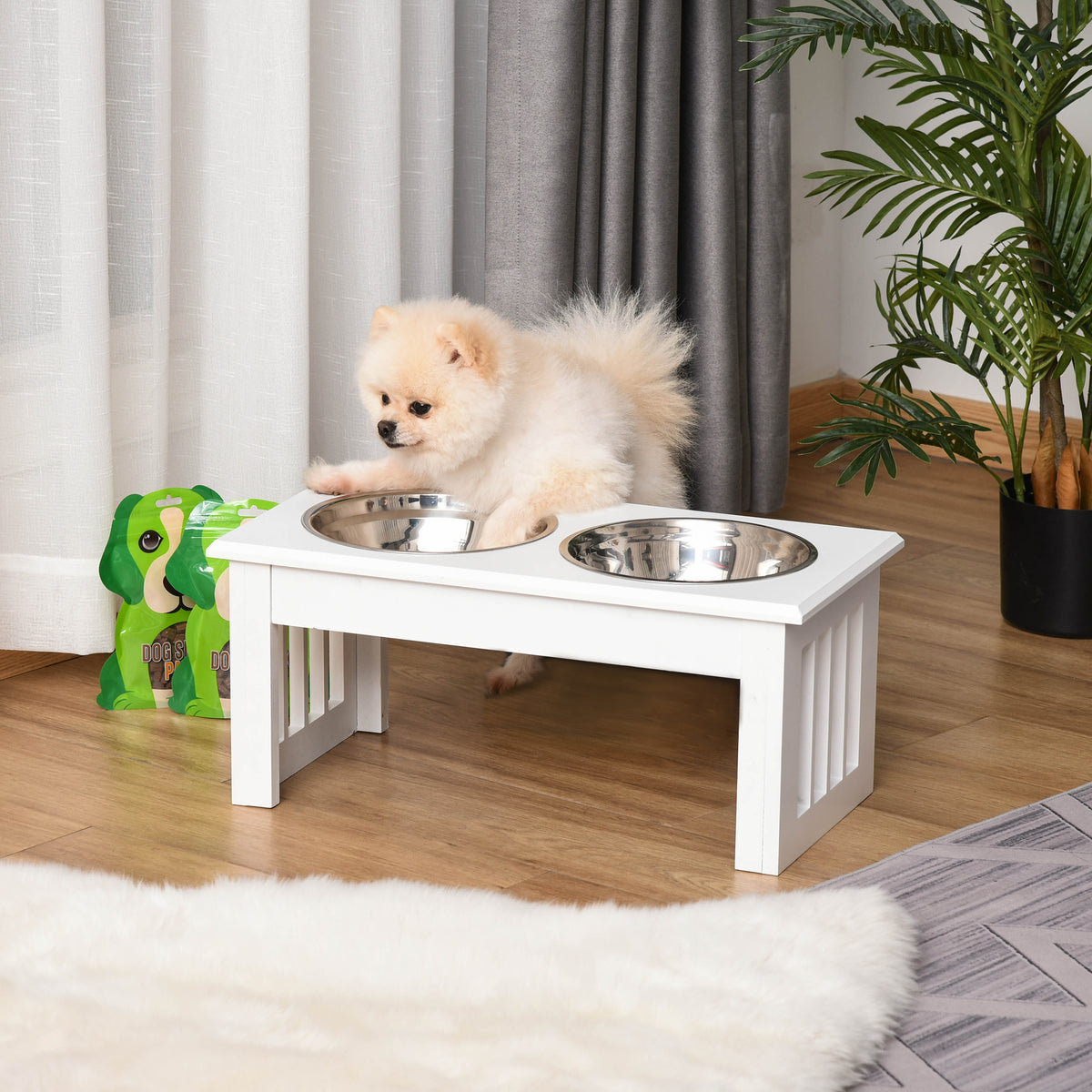 6" Elevated Dog Feeding Station with Wooden Frame
