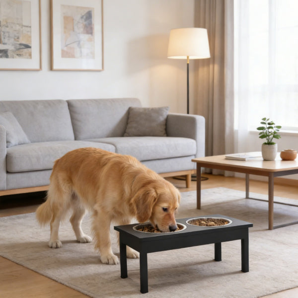 Pet Feeder Storage Cabinet with Dual Bowls