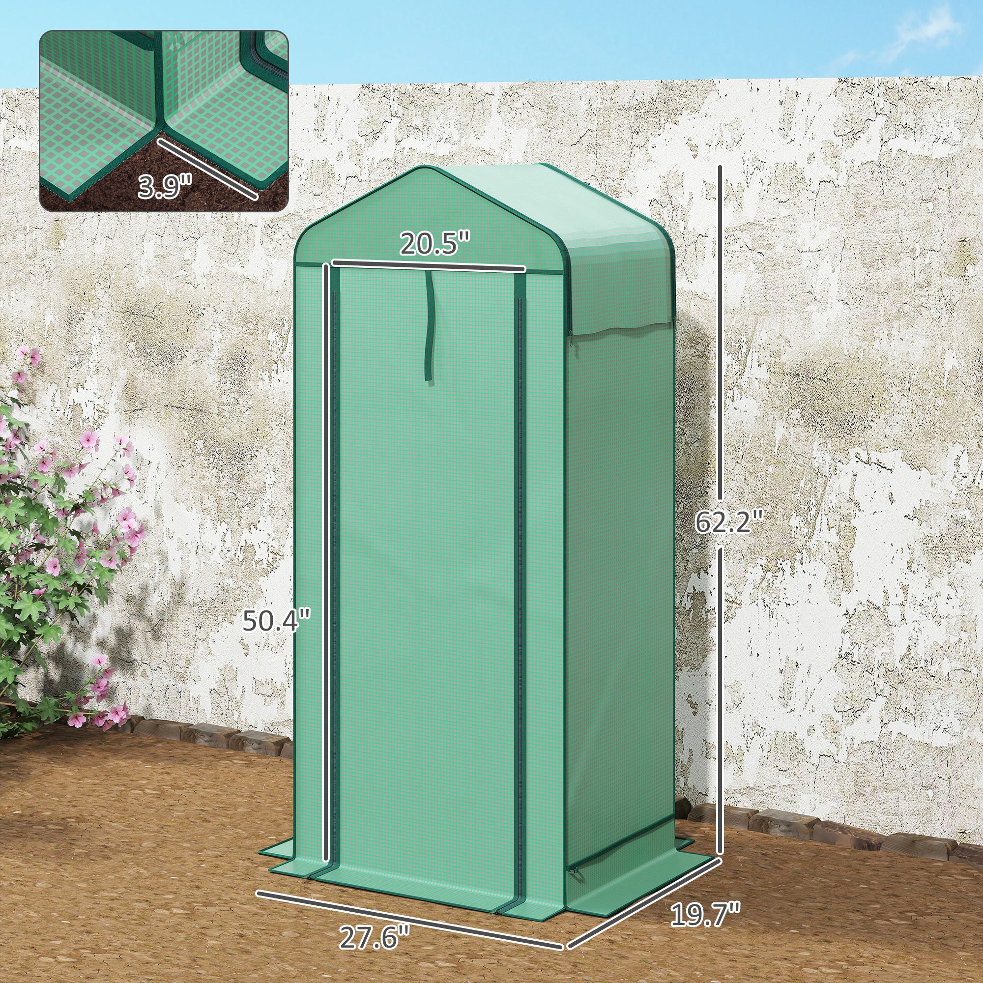 4-Tier Portable Greenhouse with PE Cover Screen Roof