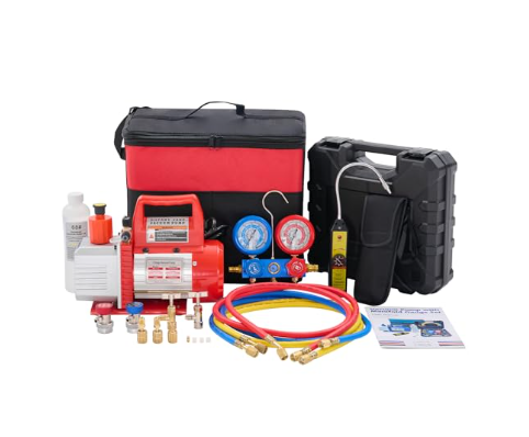110V 1-3/4 CFM Vacuum Kit with R134a Manifold Gauge