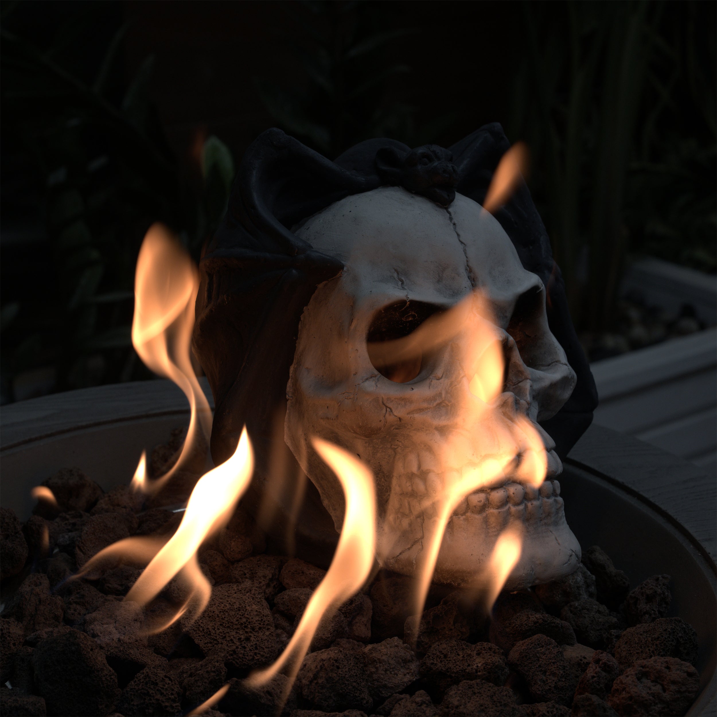 Demon Skull Gas Log for Fire Pit & Fireplace