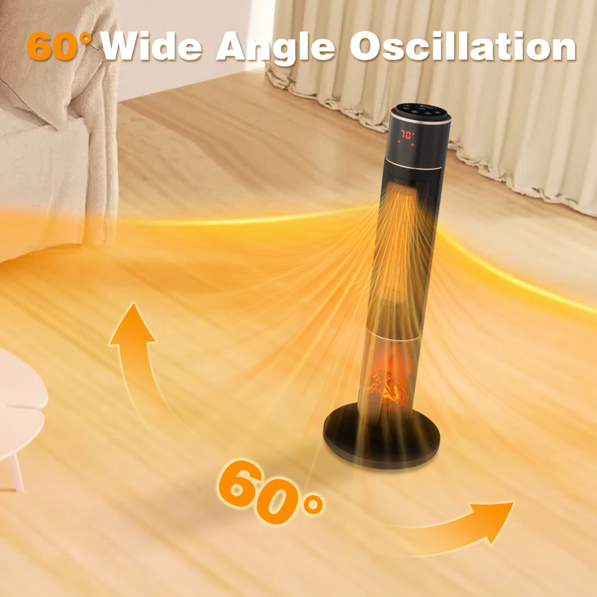 33 Inch Tower Space Heater 1500W Oscillating
