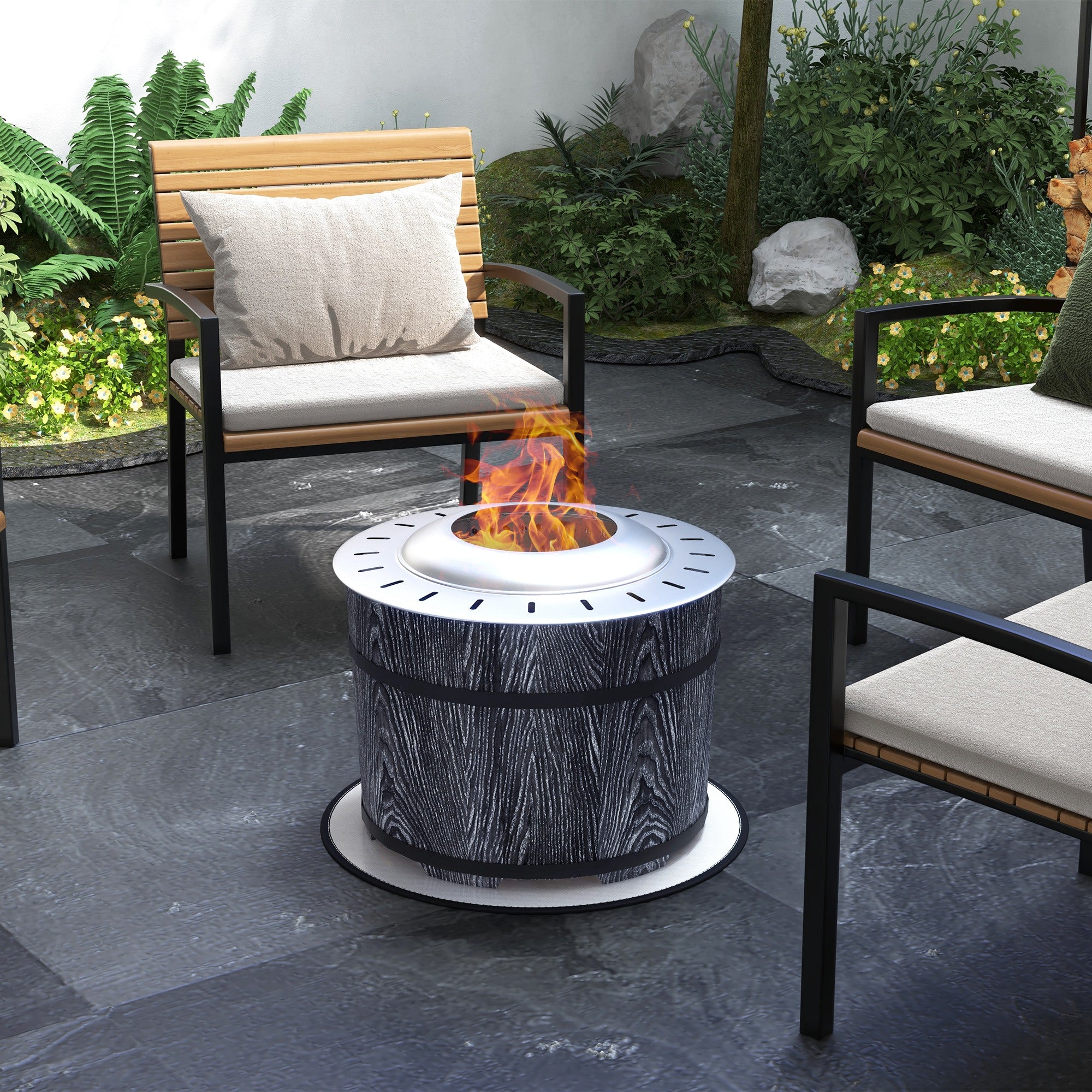 Smokeless Fire Pit with Magnesium Oxide & Mat