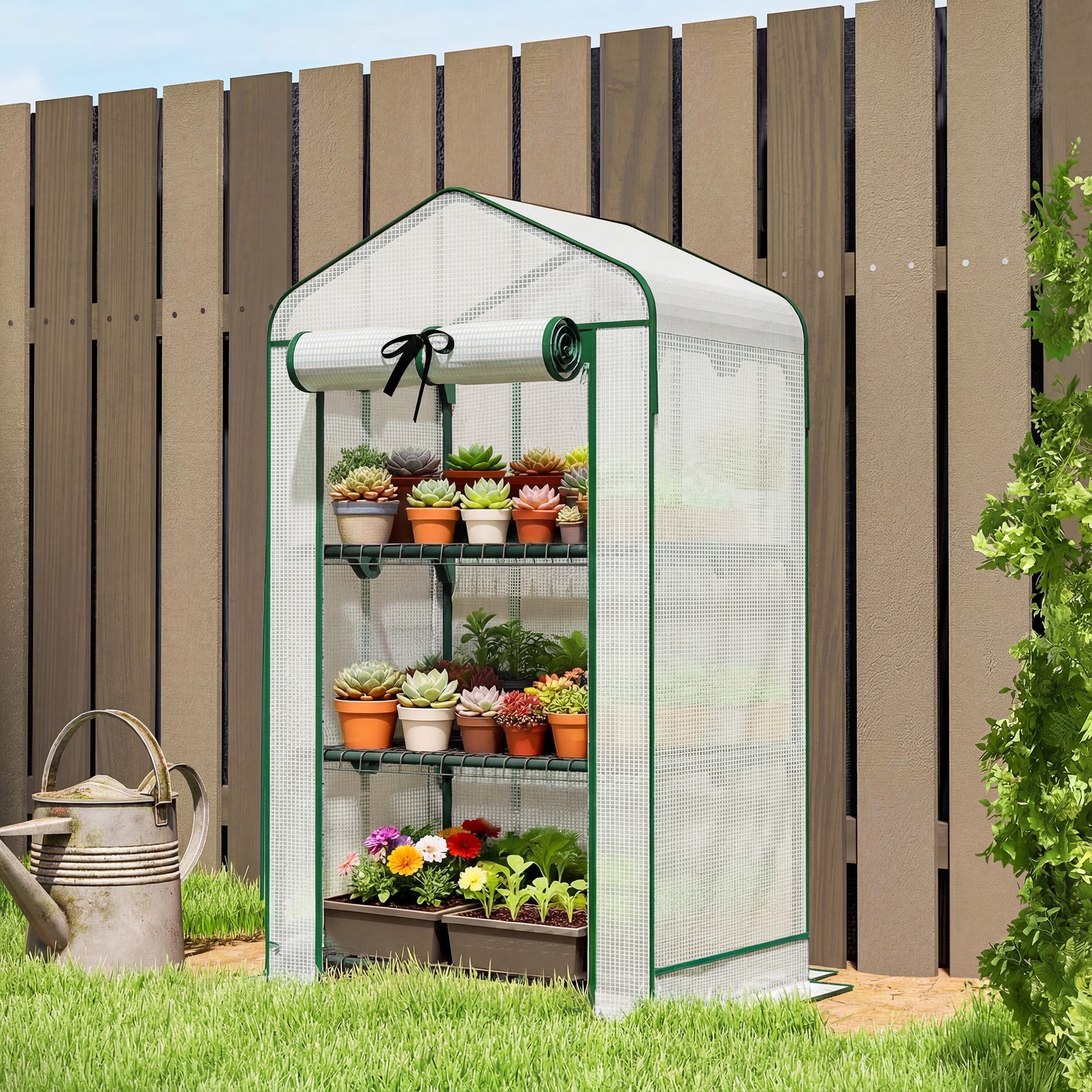 Mini Greenhouse 27.6x19.7x50 Inch Portable Roll-Up Door