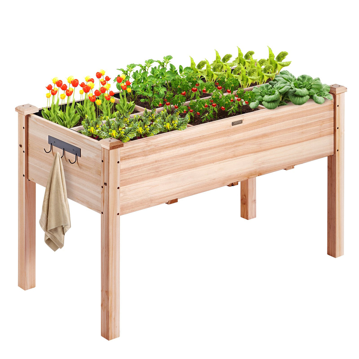 Wooden Raised Garden Bed Planter Box 47.2x22.8x30' Flower Vegetable
