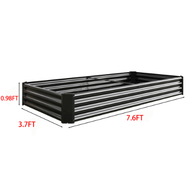 Metal Raised Garden Bed 7.6x3.7x0.98ft Black