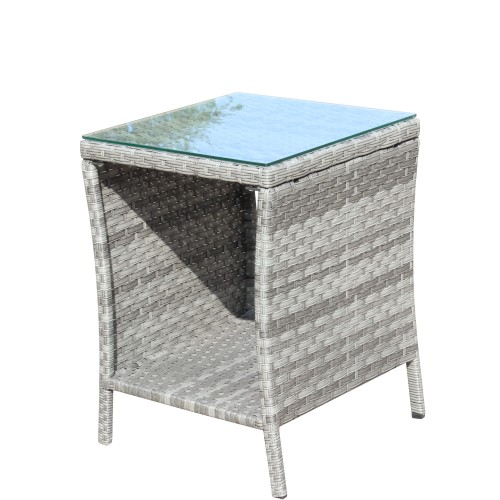 Outdoor Patio Coffee Table with Tempered Glass Top