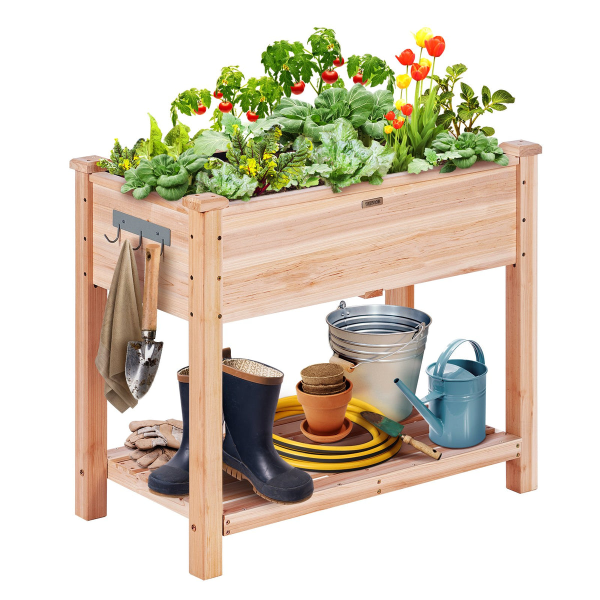 Wooden Raised Garden Bed Planter Box 33.9x18.1x30' Flower Vegetable