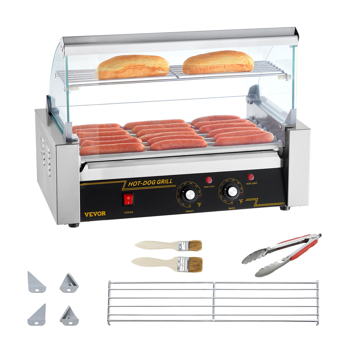 7-Roller Hot Dog Roller Grill 1050W Stainless Steel Cooker