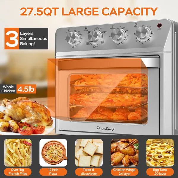 27.5QT 6-in-1 Air Fryer Toaster Oven Dropdown Door