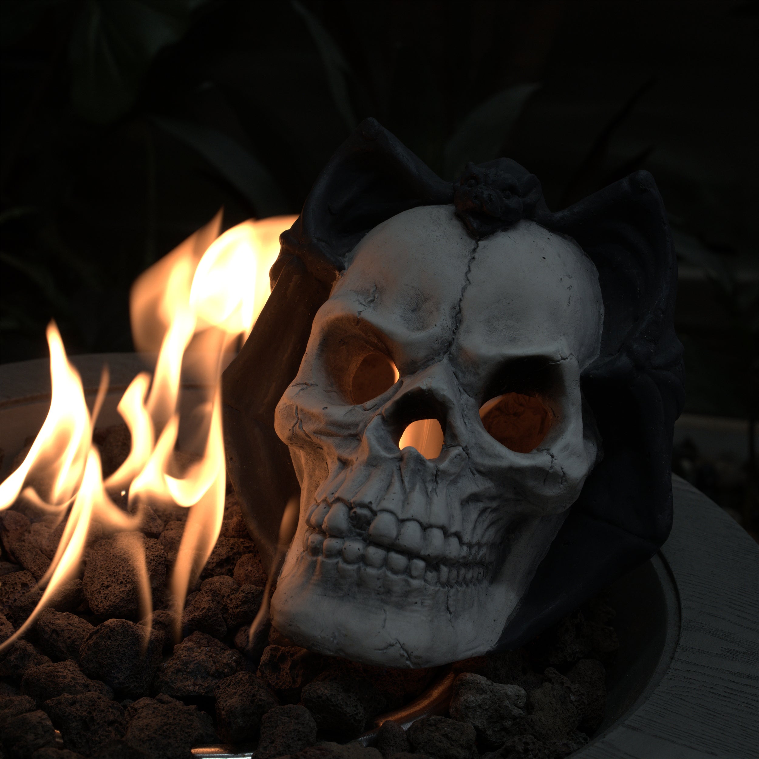 Demon Skull Gas Log for Fire Pit & Fireplace