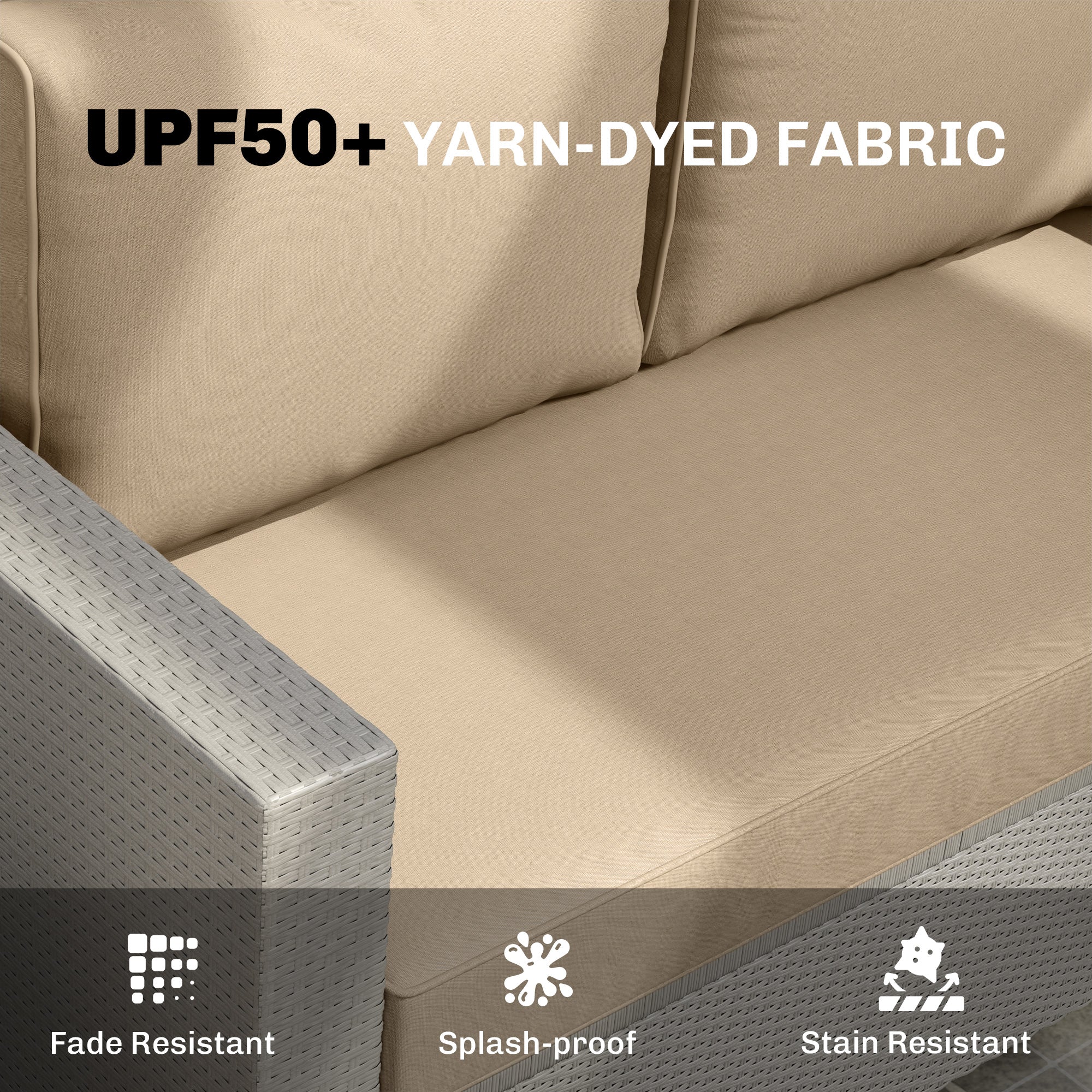 2-Seat Patio Loveseat Cushion Set, 46x26x5 In, Beige