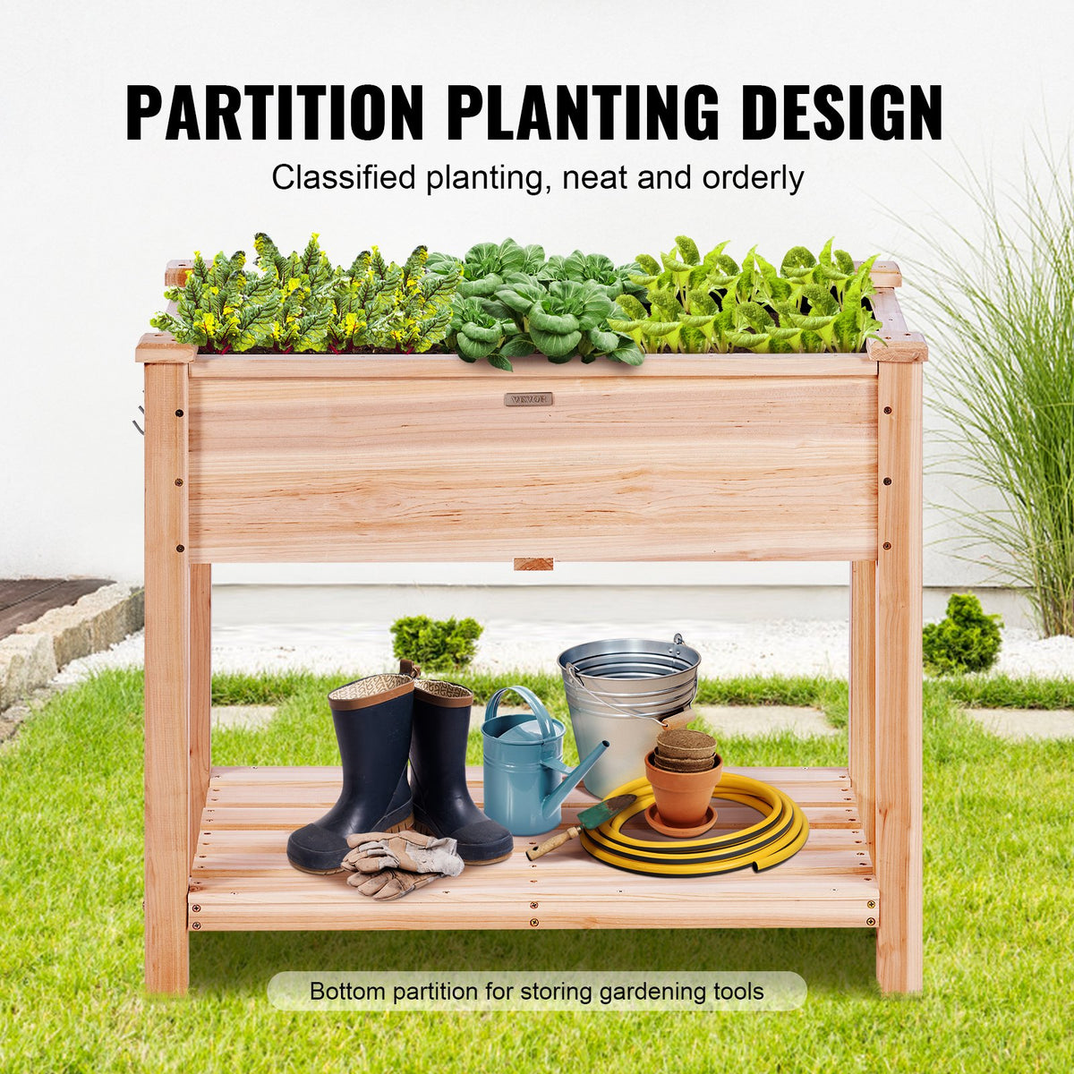 Wooden Raised Garden Bed Planter Box 33.9x18.1x30' Flower Vegetable