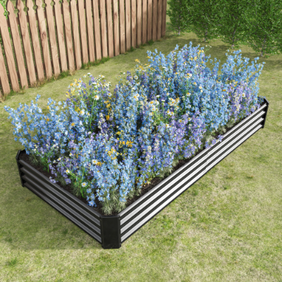 Metal Raised Garden Bed 7.6x3.7x0.98ft Black