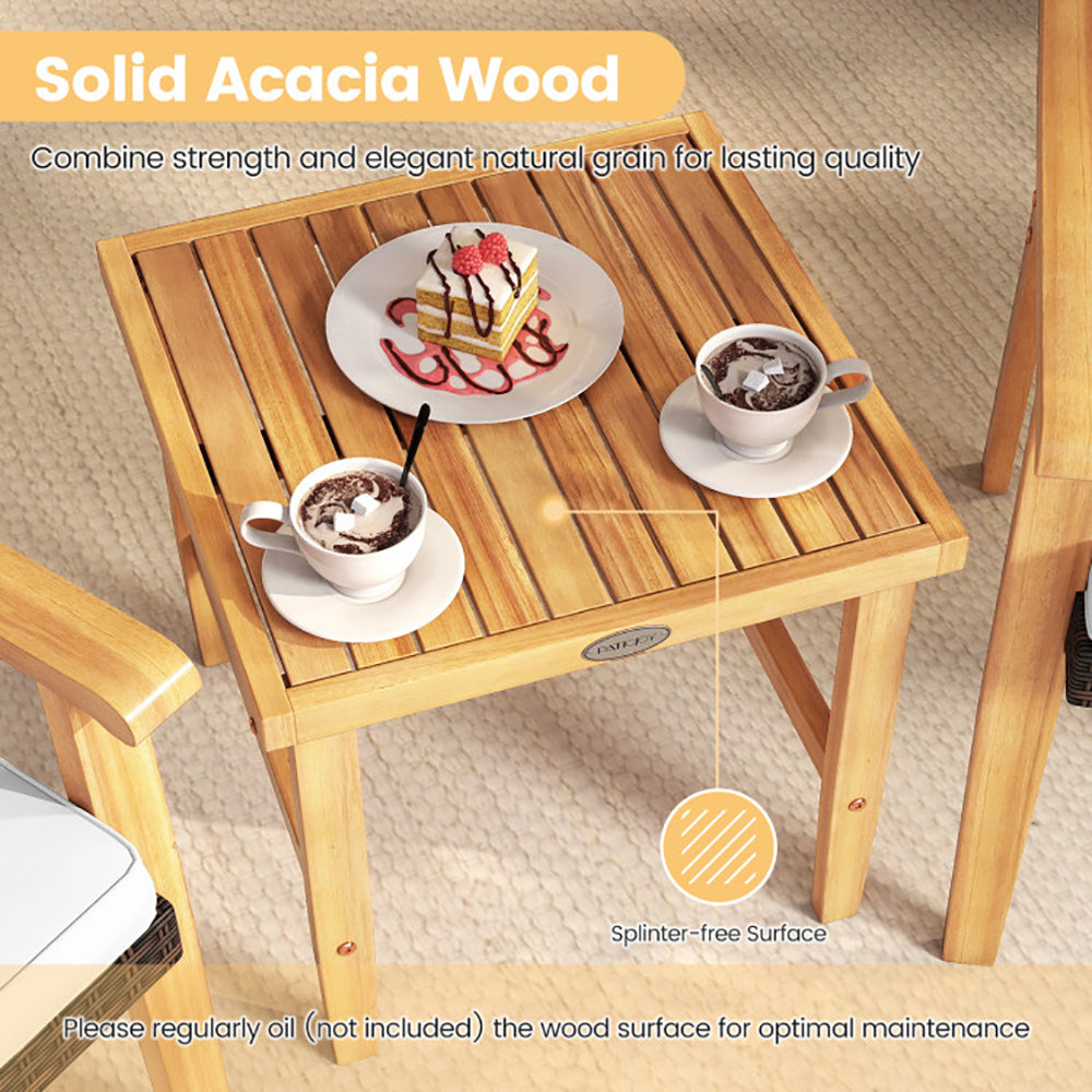 3-Piece PE Wicker Patio Set with Acacia Wood