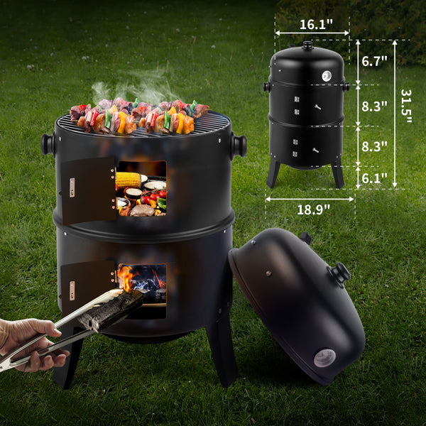 Black Smoked Charcoal Outdoor Oven