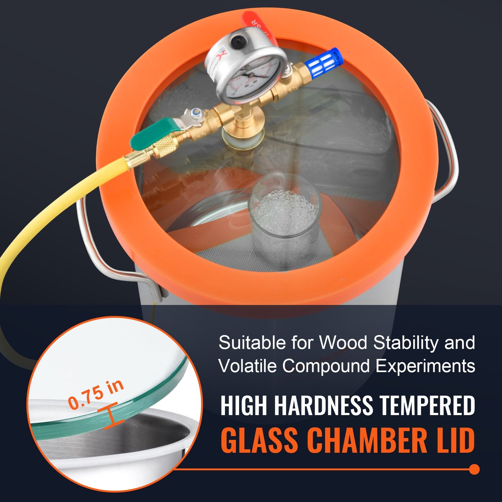 3 Gallon Vacuum Chamber with Tempered Glass Lid