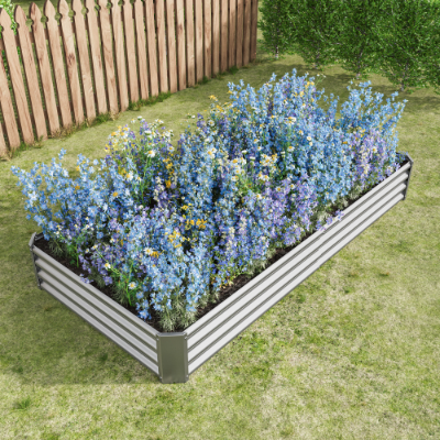 Metal Raised Garden Bed 7.6x3.7x0.98ft Black