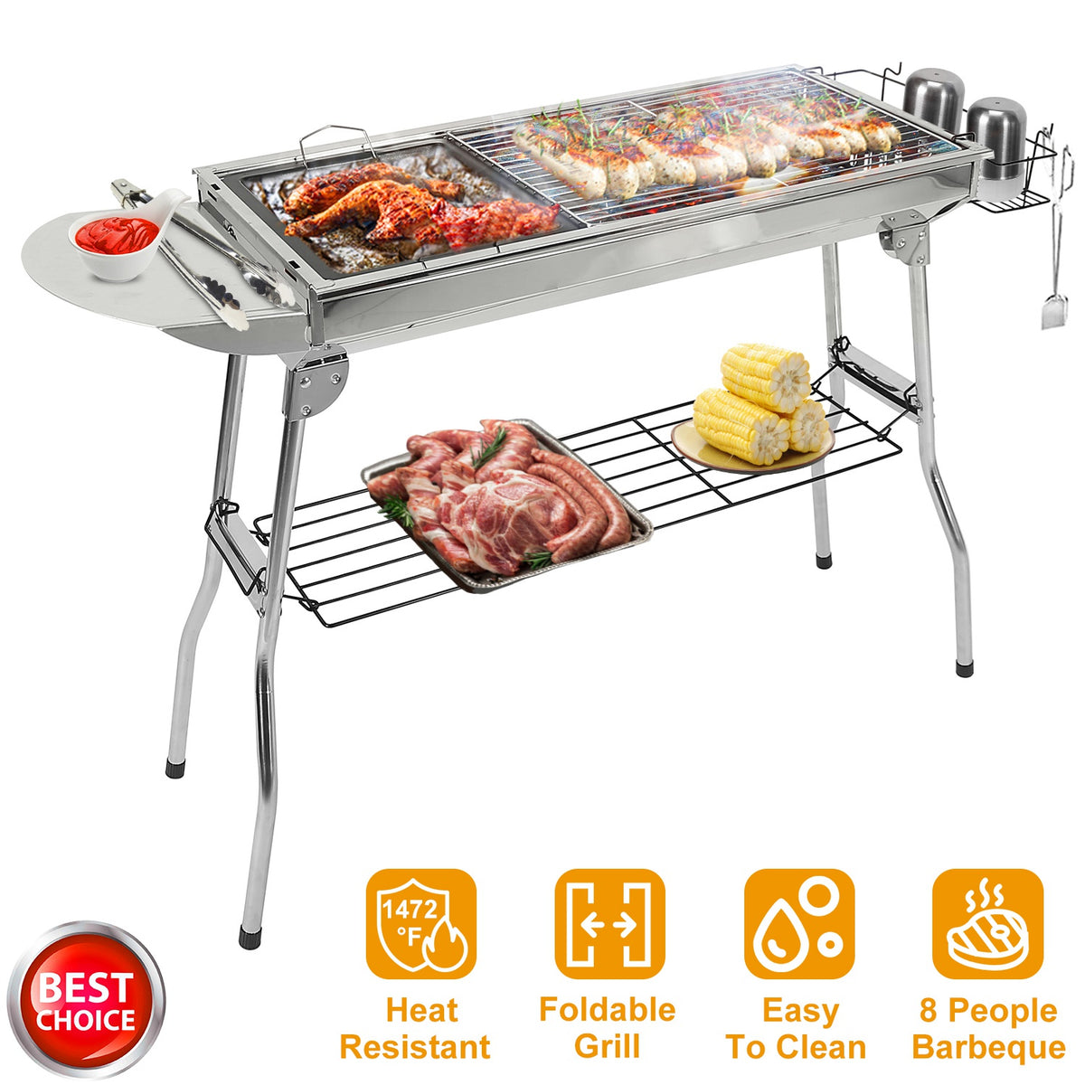 Portable Charcoal Grill Foldable Suitcase 16.7x10x17.7 Inch