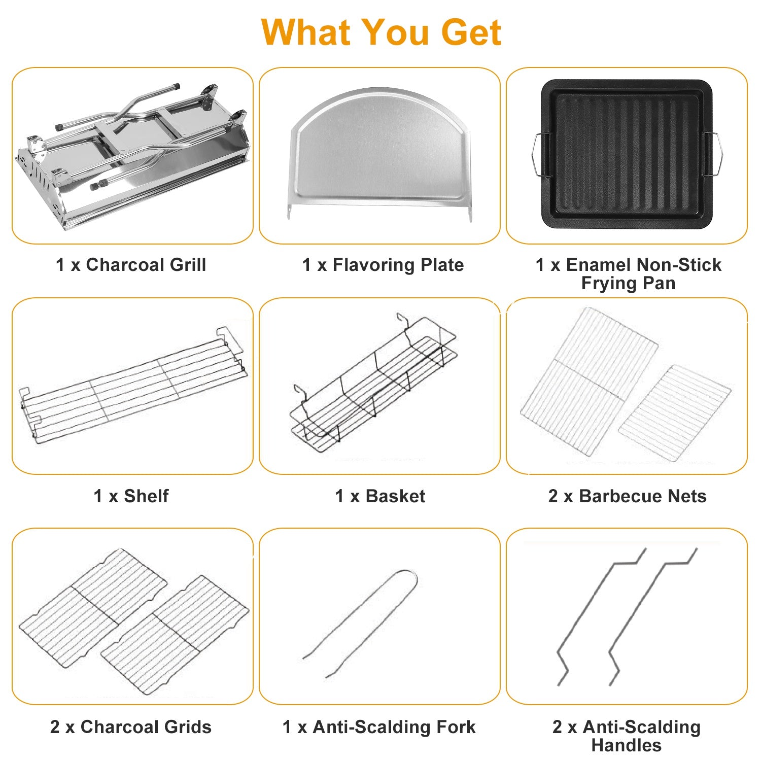 Foldable Portable Charcoal BBQ Grill Stainless Steel