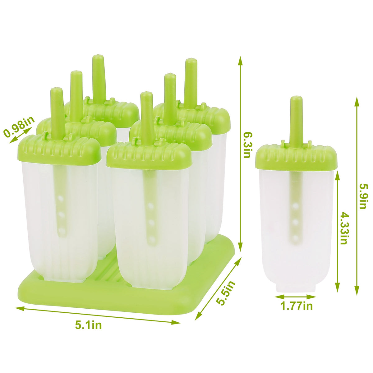 1 Set 6 Cavity Popsicle Molds Reusable Ice Cream DIY Ice Maker Ice
