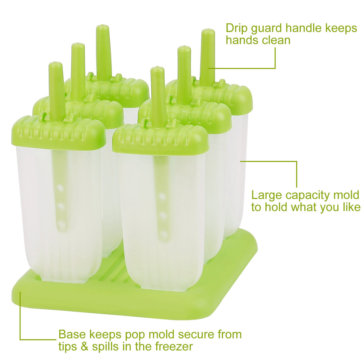 1 Set 6 Cavity Popsicle Molds Reusable Ice Cream DIY Ice Maker Ice
