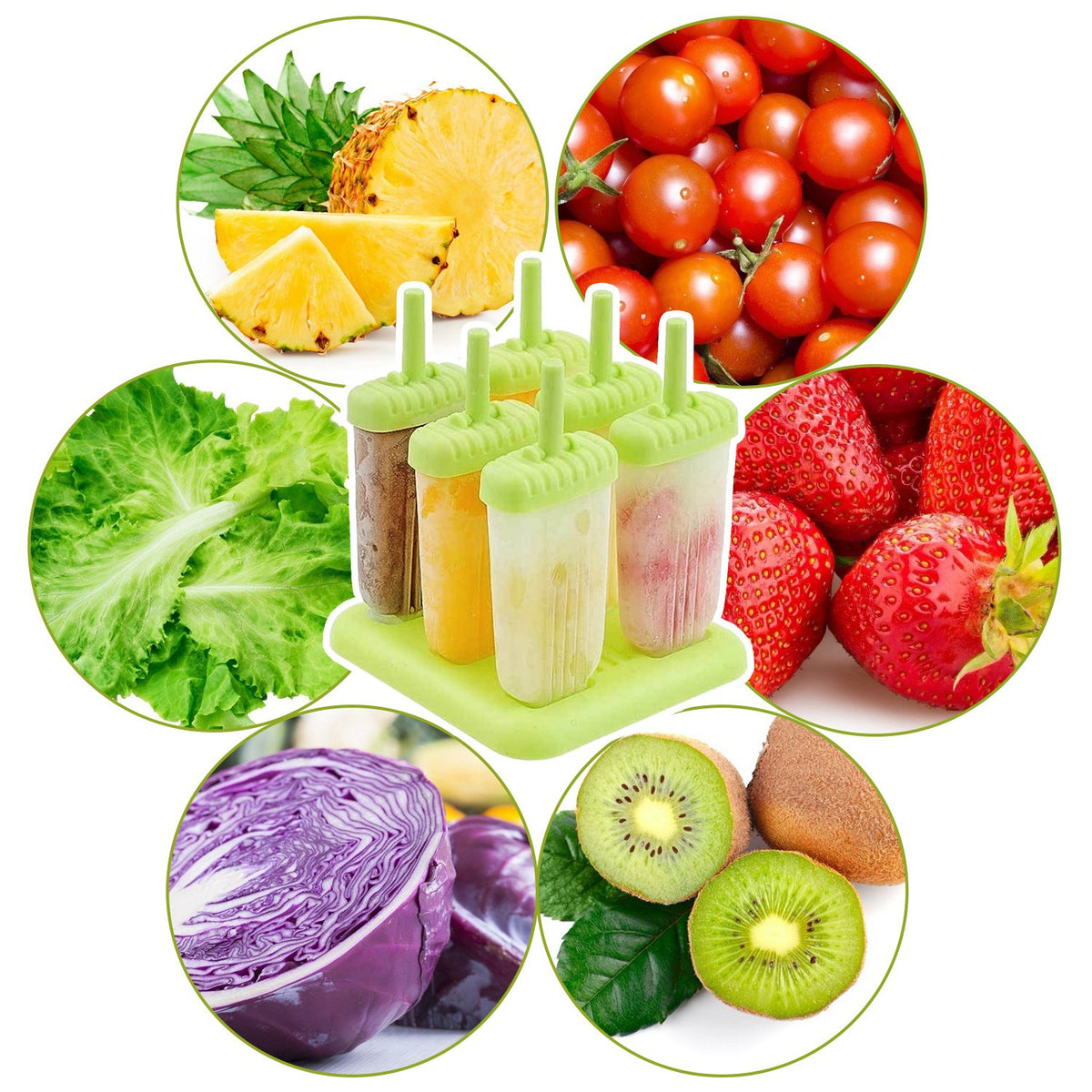 1 Set 6 Cavity Popsicle Molds Reusable Ice Cream DIY Ice Maker Ice