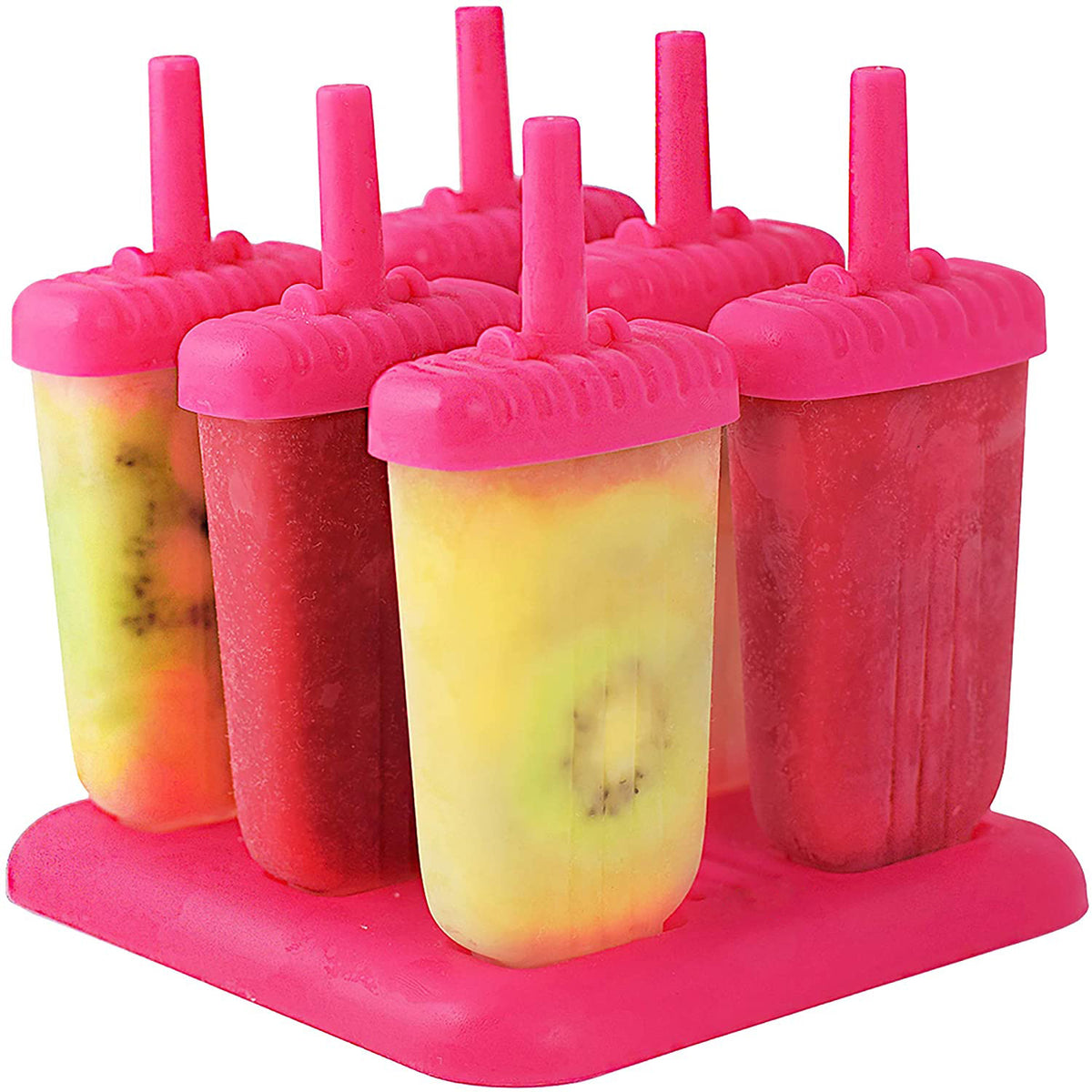 1 Set 6 Cavity Popsicle Molds Reusable Ice Cream DIY Ice Maker Ice