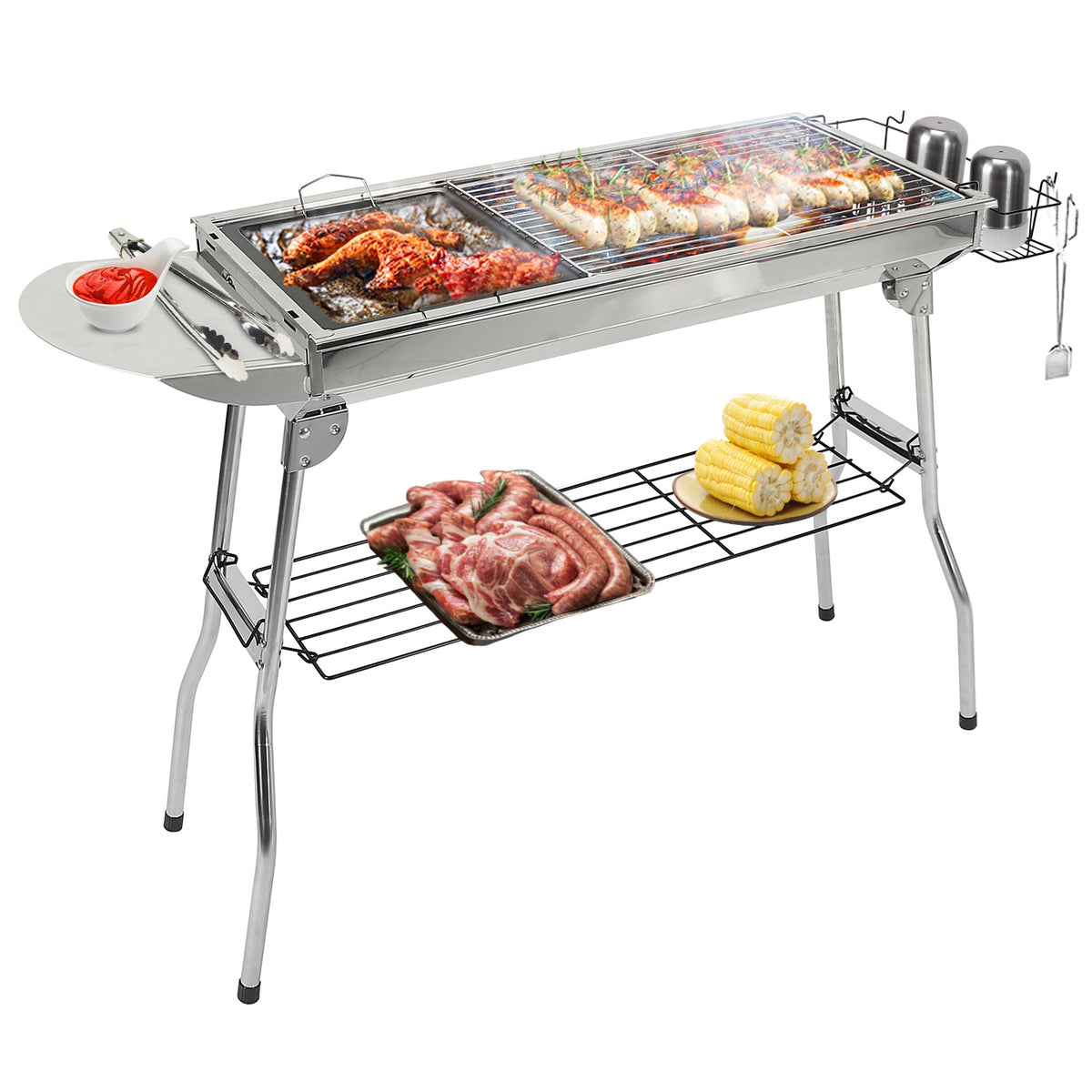 Foldable Portable Charcoal BBQ Grill Stainless Steel