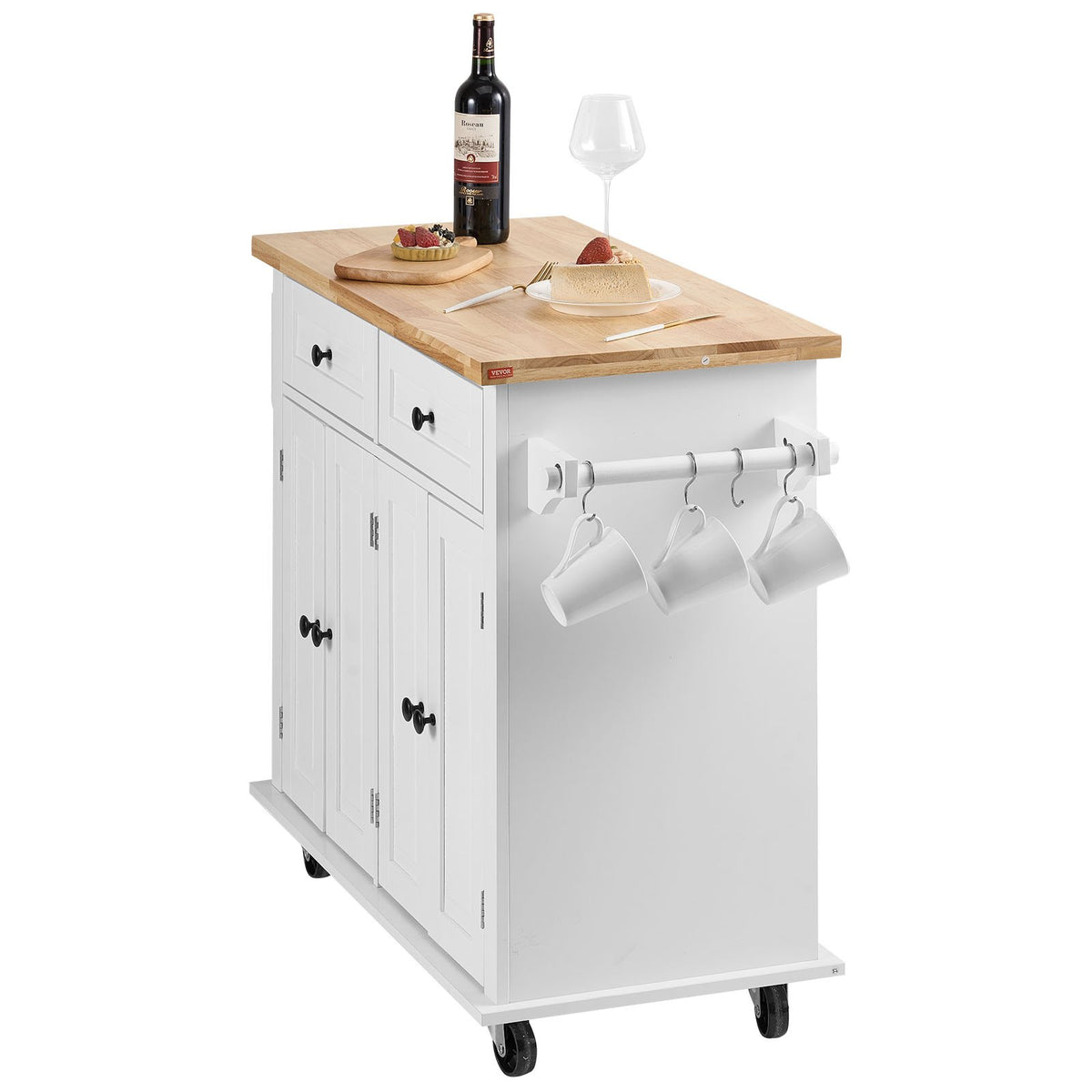 VEVOR Kitchen Island Cart With Solid Wood Top