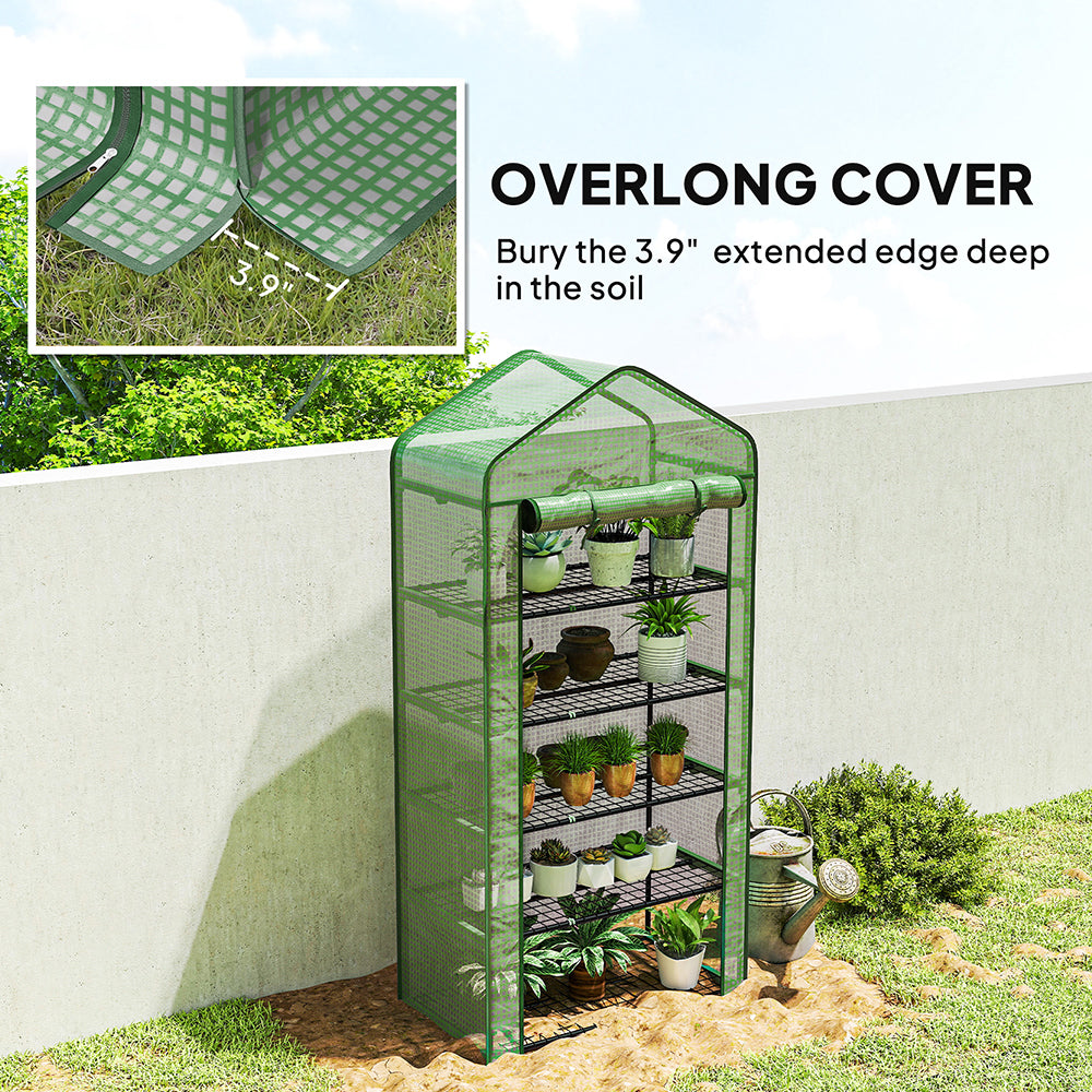 5-Tier Mini Greenhouse with Roll-Up Zippered Door