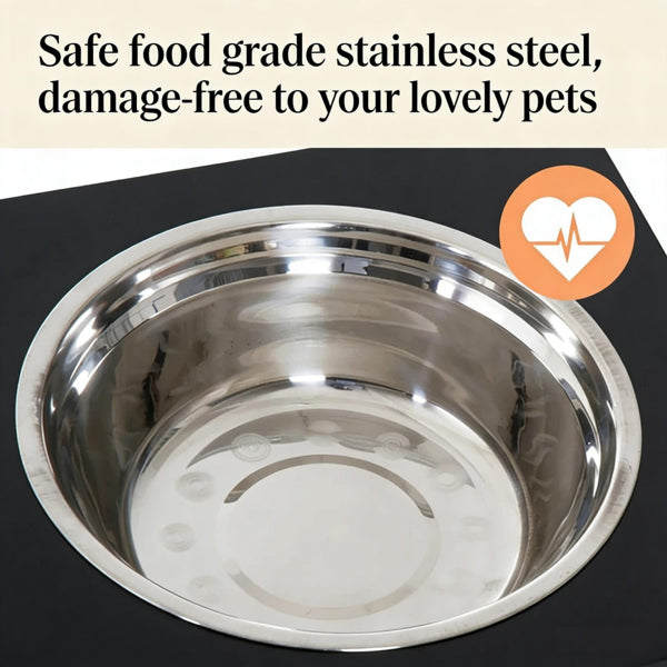Pet Feeder Storage Cabinet with Dual Bowls
