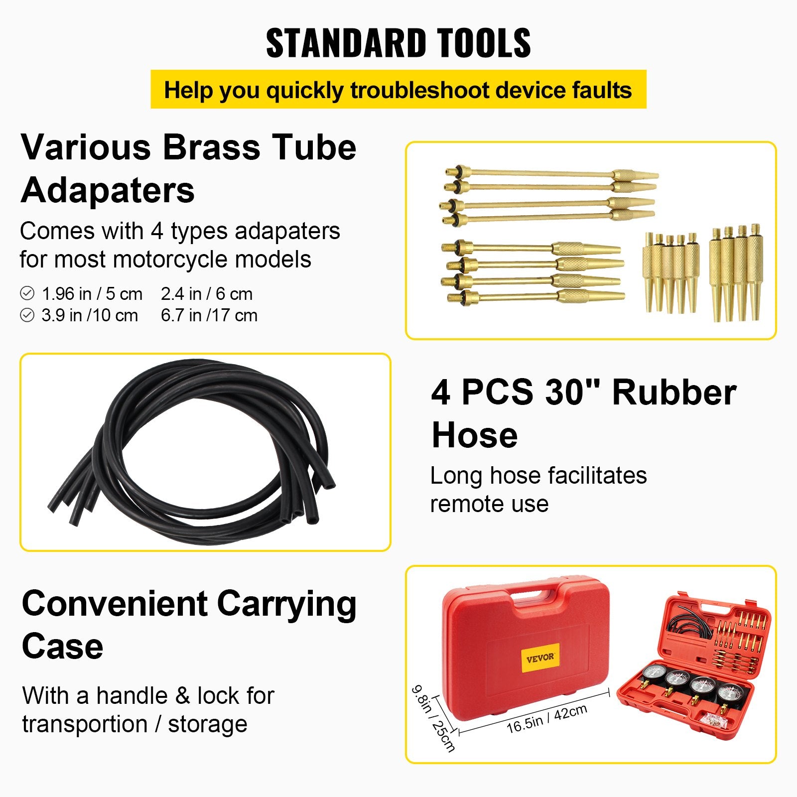 Fuel Vacuum Carburetor Synchronizer Tool Kit with Gauge Set